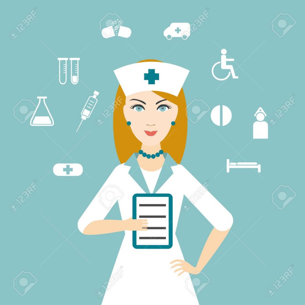 36294889 enfermera con los iconos de médicos diseño plano