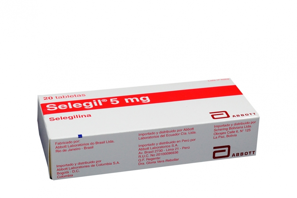 comprar selegil 5 mg caja x 20 tabletas rx precio 7896255701075